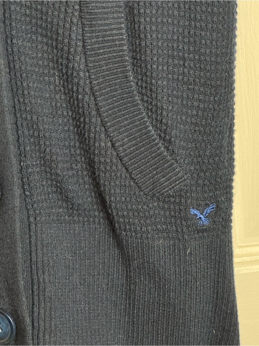 American Eagle Outfitters Navy Shawl-Collar Button Cardigan - Picture 4 of 12